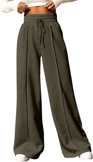 Womens High Waisted Sweatpants Trendy Workout Active Joggers Pants Baggy Lounge Bottoms Drawstring Wide Leg Pants