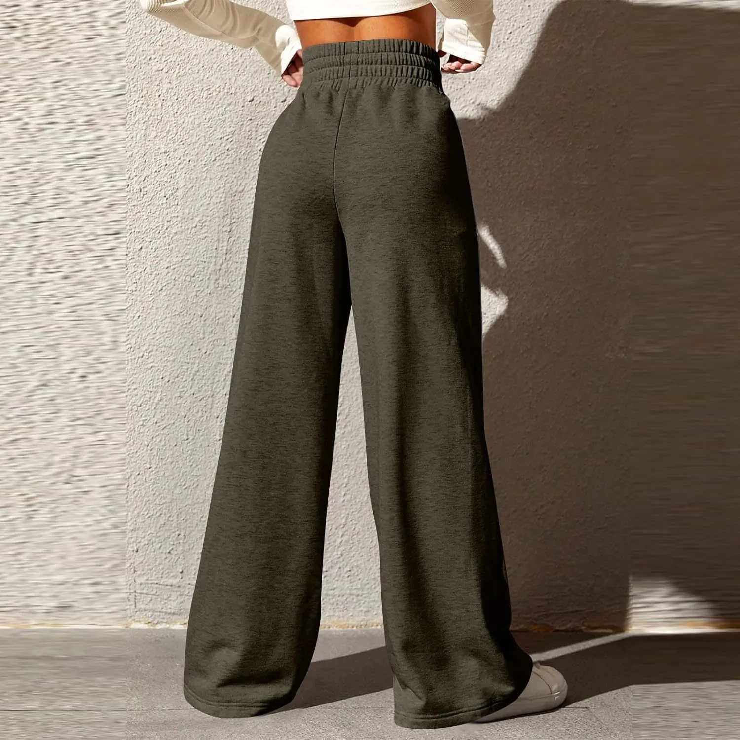 Womens High Waisted Sweatpants Trendy Workout Active Joggers Pants Baggy Lounge Bottoms Drawstring Wide Leg Pants