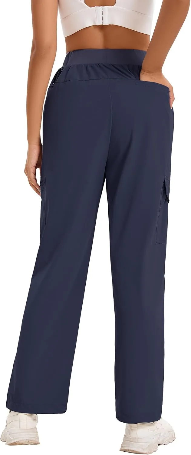 Womens Hiking Pants, Lightweight Resistant Work Pants, Women's Joggers Pants, Cargo Pants Zipper Pockets, Water Resistant