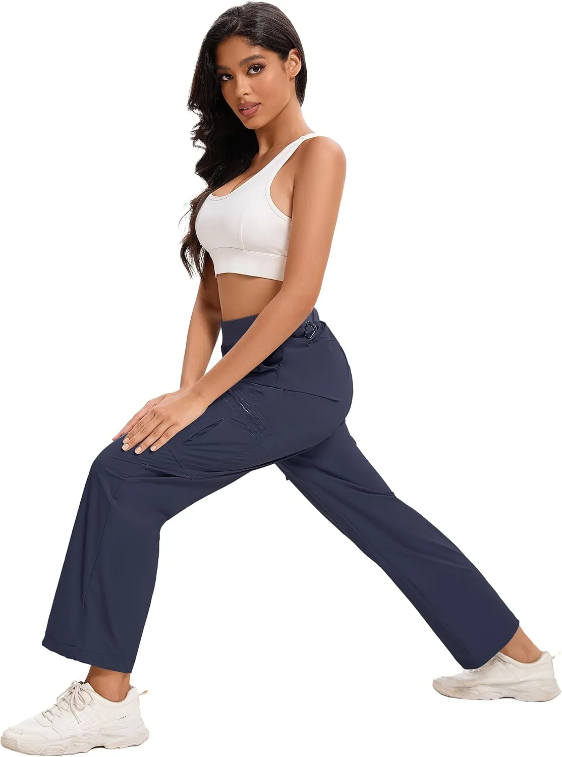 Womens Hiking Pants, Lightweight Resistant Work Pants, Women's Joggers Pants, Cargo Pants Zipper Pockets, Water Resistant