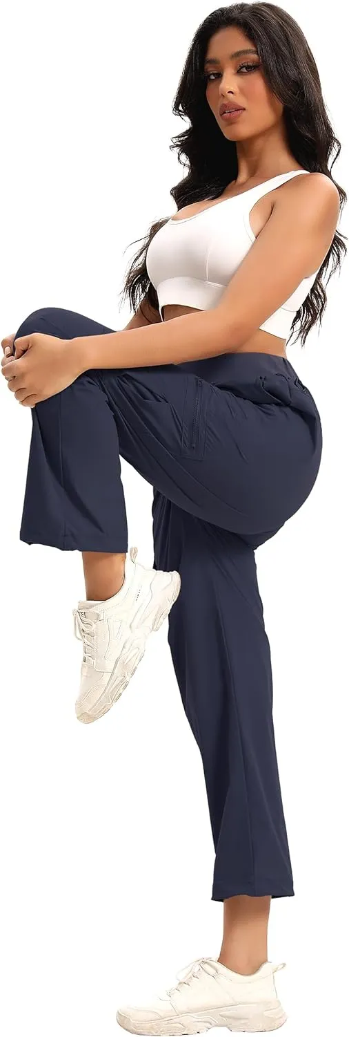 Womens Hiking Pants, Lightweight Resistant Work Pants, Women's Joggers Pants, Cargo Pants Zipper Pockets, Water Resistant