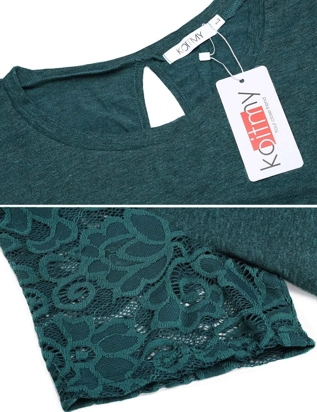 Women's Lace Short Sleeve Round Neck T-Shirt Casual Blouse Tunics Tops