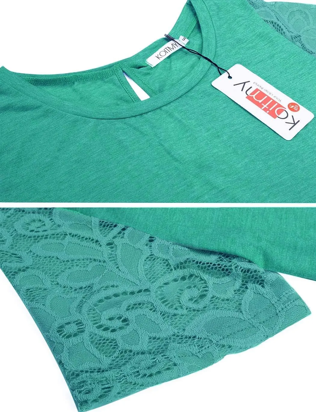 Women's Lace Short Sleeve Round Neck T-Shirt Casual Blouse Tunics Tops