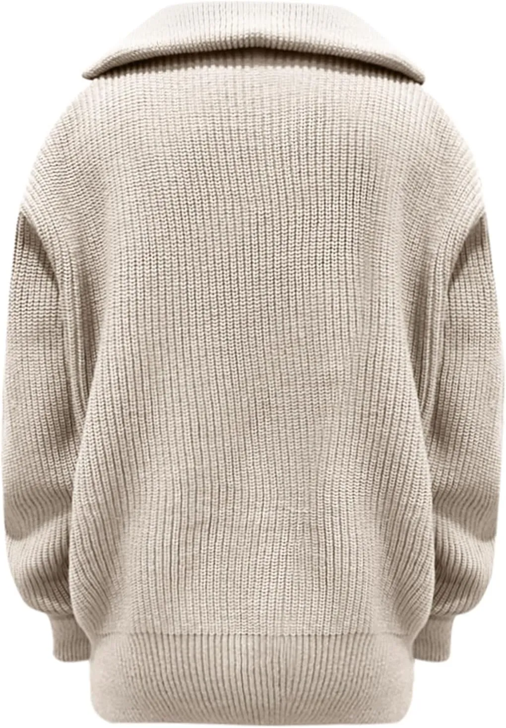 Women's Lapel Neck Knitted Pullover Tops Half Zipper Sweater Jumpers Drop Shoulder Oversized Teen Girls Sweatshirt