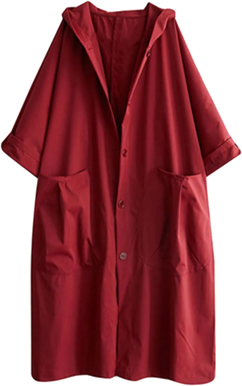 Womens Long Breasted Trench Coat Midi Length Overcoat Jacket Women Anorak