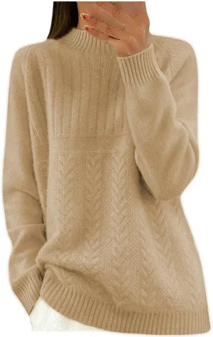 Women's Long Sleeve Soft Sweaters Crew Neck Elegant Pullovers Comfortable Loose Casual Sweater