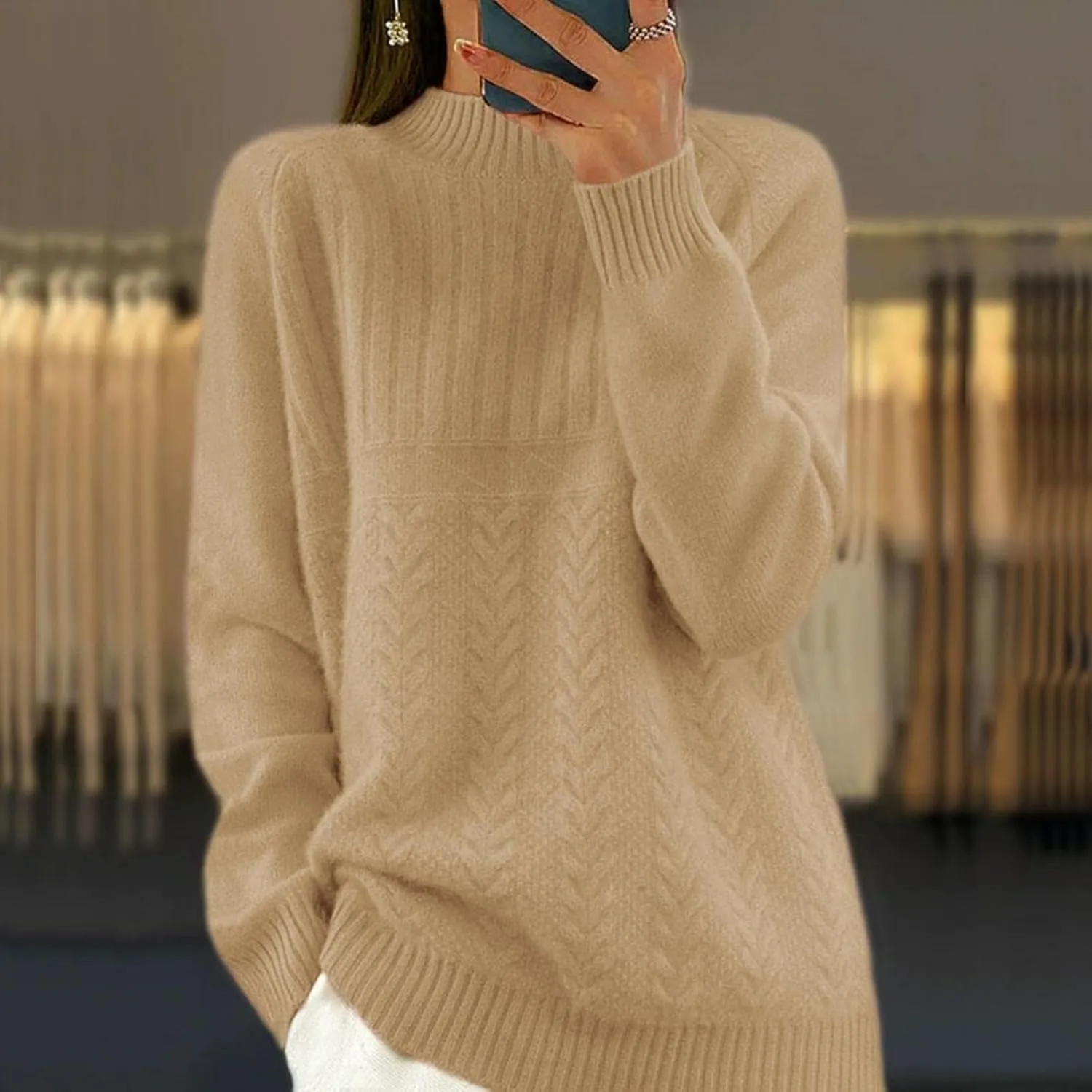 Women's Long Sleeve Soft Sweaters Crew Neck Elegant Pullovers Comfortable Loose Casual Sweater