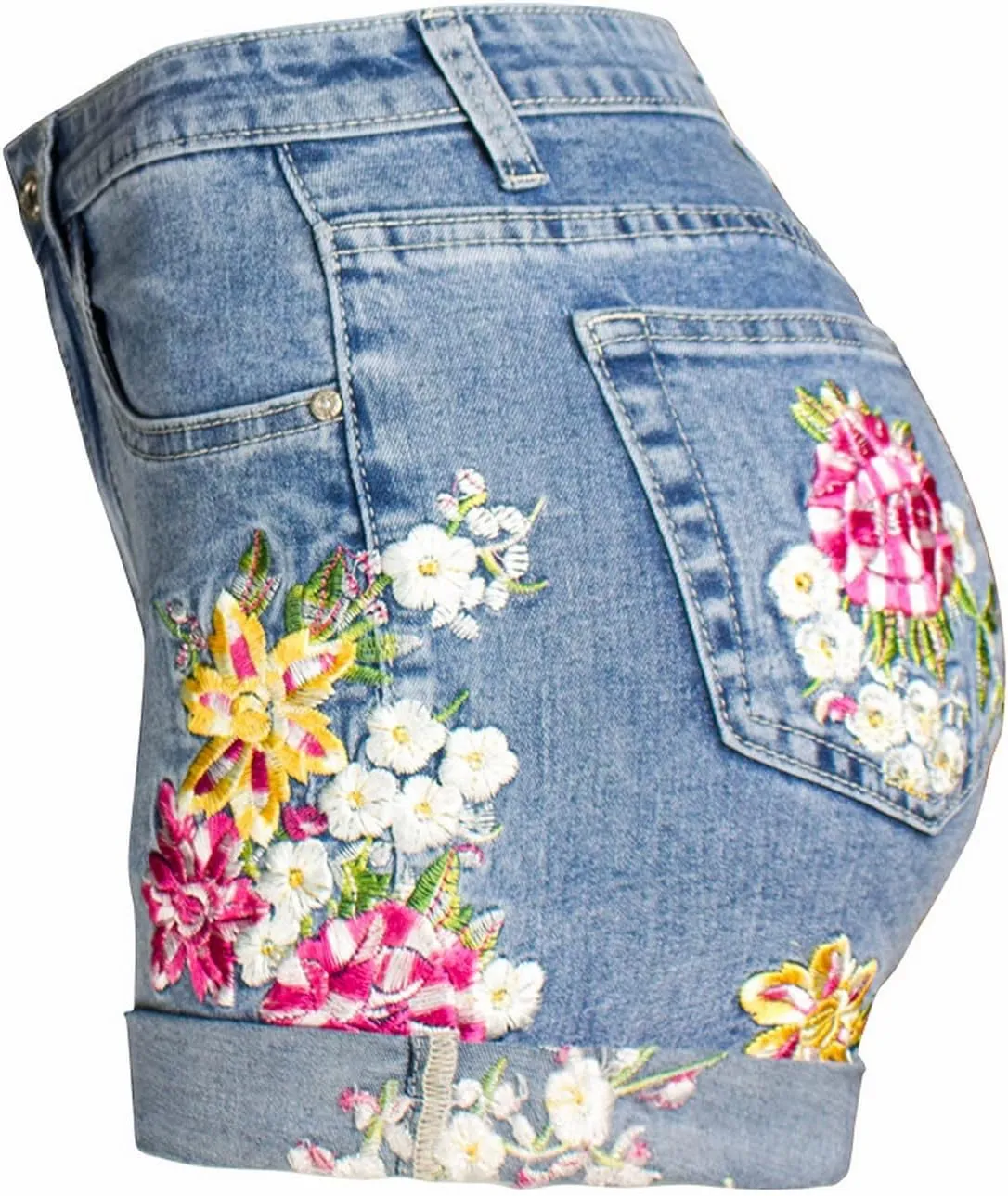 Womens Low Rise Blue Jean Shorts Lightweight Trendy Ripped Distressed Denim Short Pants Elastic Waist Comfy Shorts