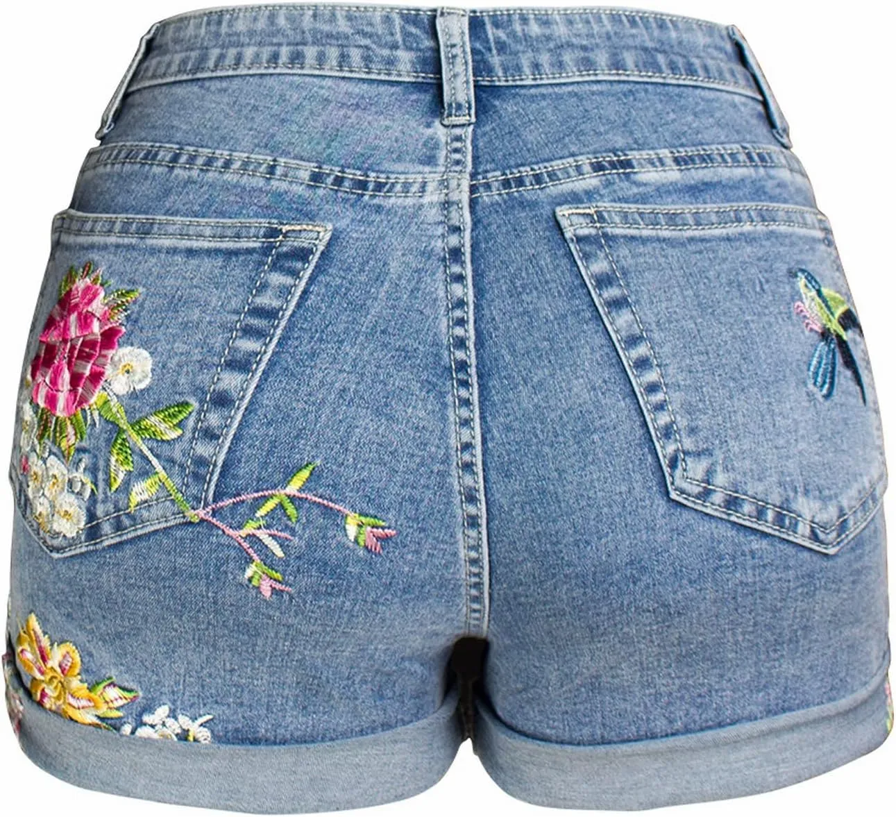 Womens Low Rise Blue Jean Shorts Lightweight Trendy Ripped Distressed Denim Short Pants Elastic Waist Comfy Shorts
