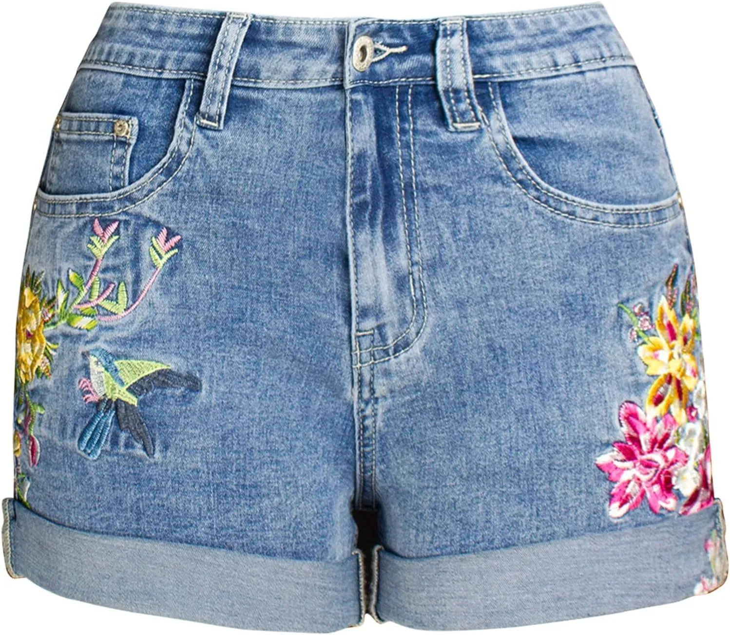 Womens Low Rise Blue Jean Shorts Lightweight Trendy Ripped Distressed Denim Short Pants Elastic Waist Comfy Shorts