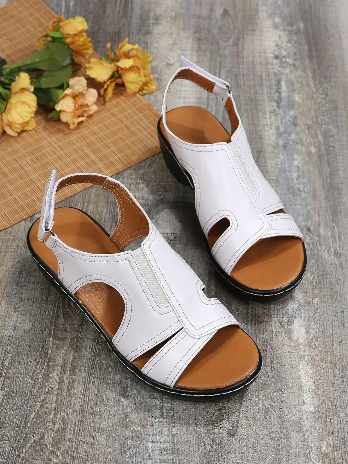 Women's Low Wedge Sandals Ankle Strap Heel Sandal Open Toe Wide Dress Summer Comfortable Shoes