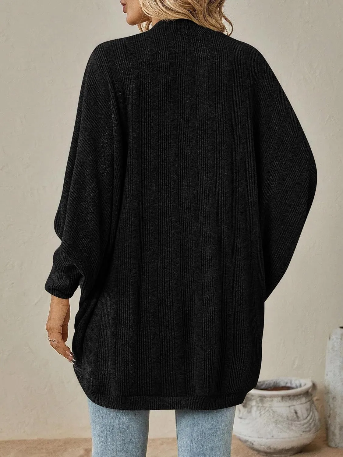 Womens Oversized Cardigans Soft Knit Cardigan Sweater with Pockets Casual Solid Color Soft Sweater Tops
