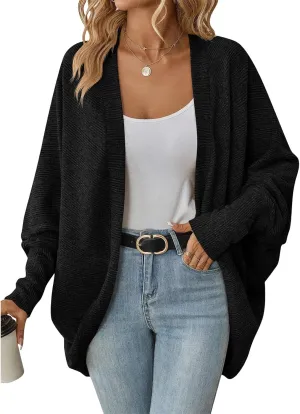 Womens Oversized Cardigans Soft Knit Cardigan Sweater with Pockets Casual Solid Color Soft Sweater Tops