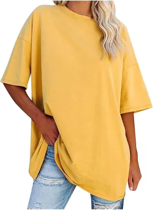 Women's Oversized T-Shirt Summer Casual Tops Short Sleeve Loose fit Tunic Basic Tees