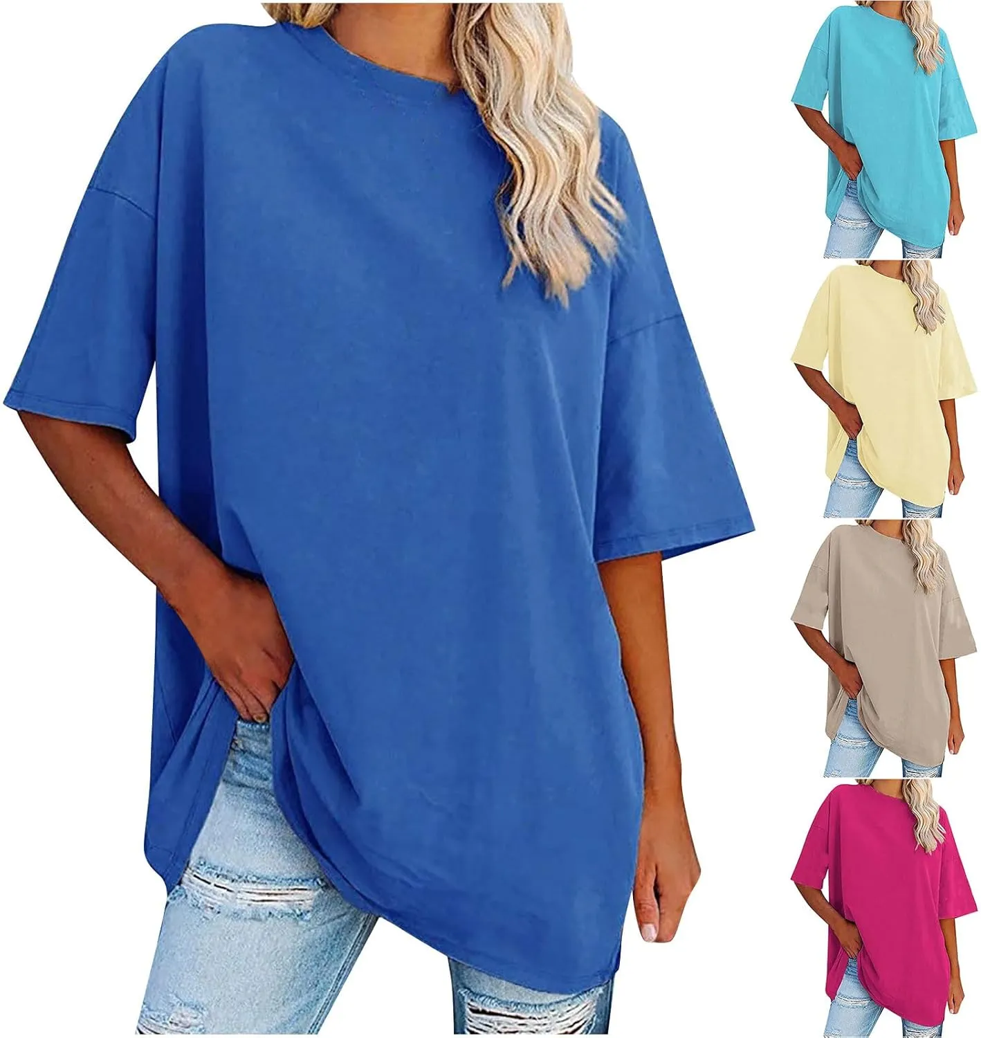 Women's Oversized T-Shirt Summer Casual Tops Short Sleeve Loose fit Tunic Basic Tees
