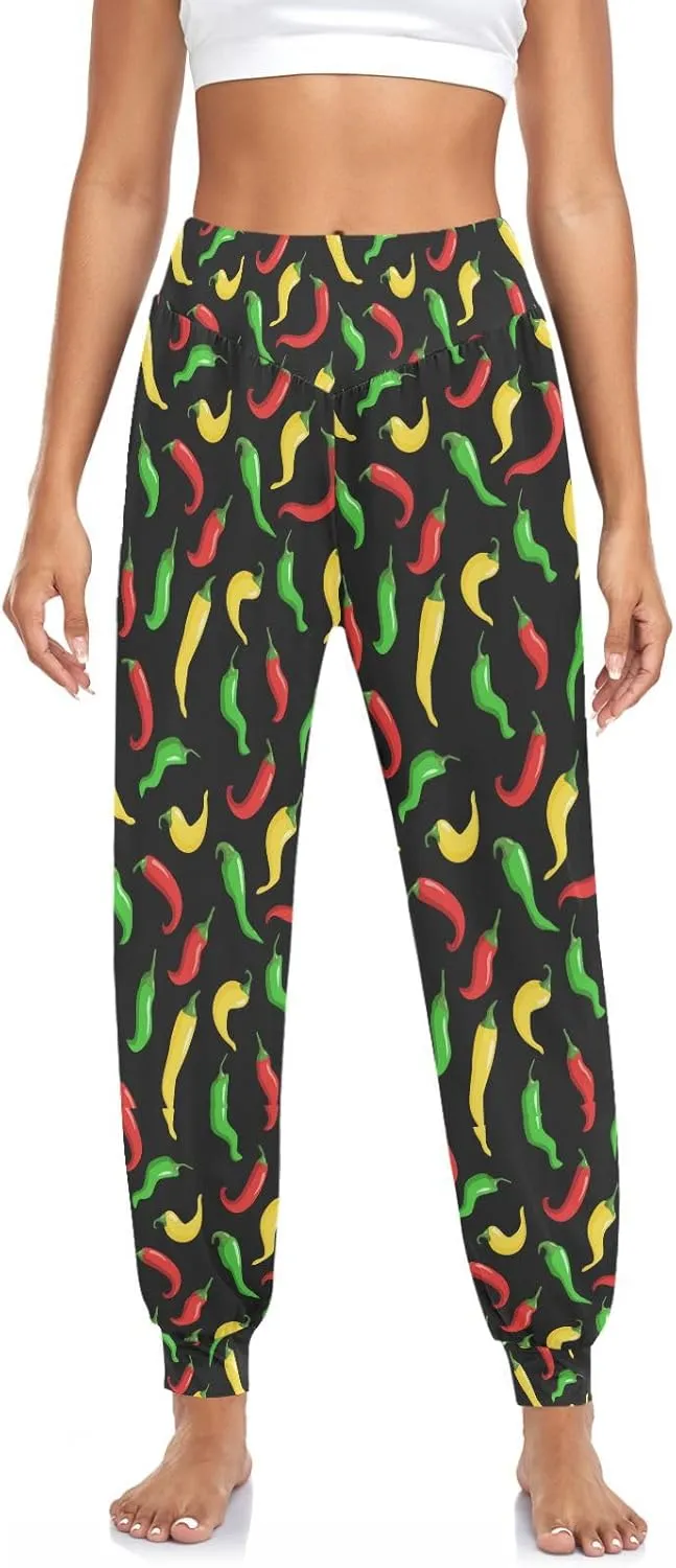 Women's Pajama Pants Hot Chili Peppers Women Harem Pants Sweatpants Yoga Pants Athletic Lounge Pants S