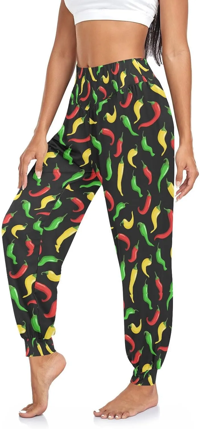 Women's Pajama Pants Hot Chili Peppers Women Harem Pants Sweatpants Yoga Pants Athletic Lounge Pants S