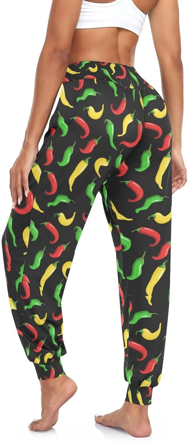 Women's Pajama Pants Hot Chili Peppers Women Harem Pants Sweatpants Yoga Pants Athletic Lounge Pants S