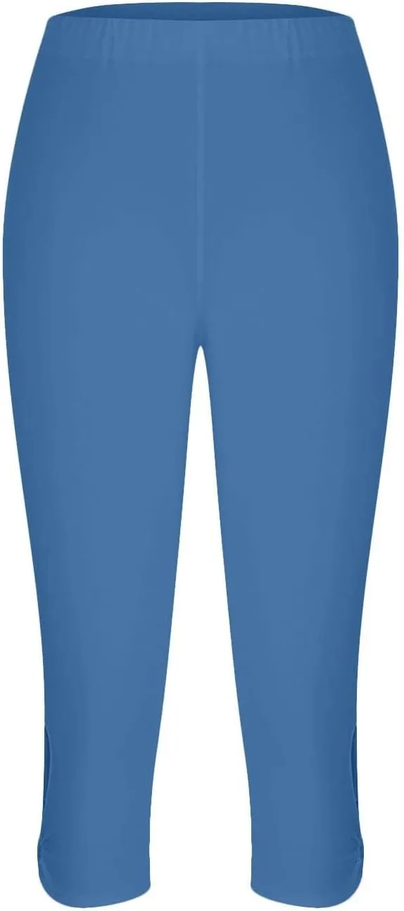 Women's Pants Stretch Elastic Summer Sweatpants Leggings High Waisted Yoga Trousers Casual 3/4 Length Pants