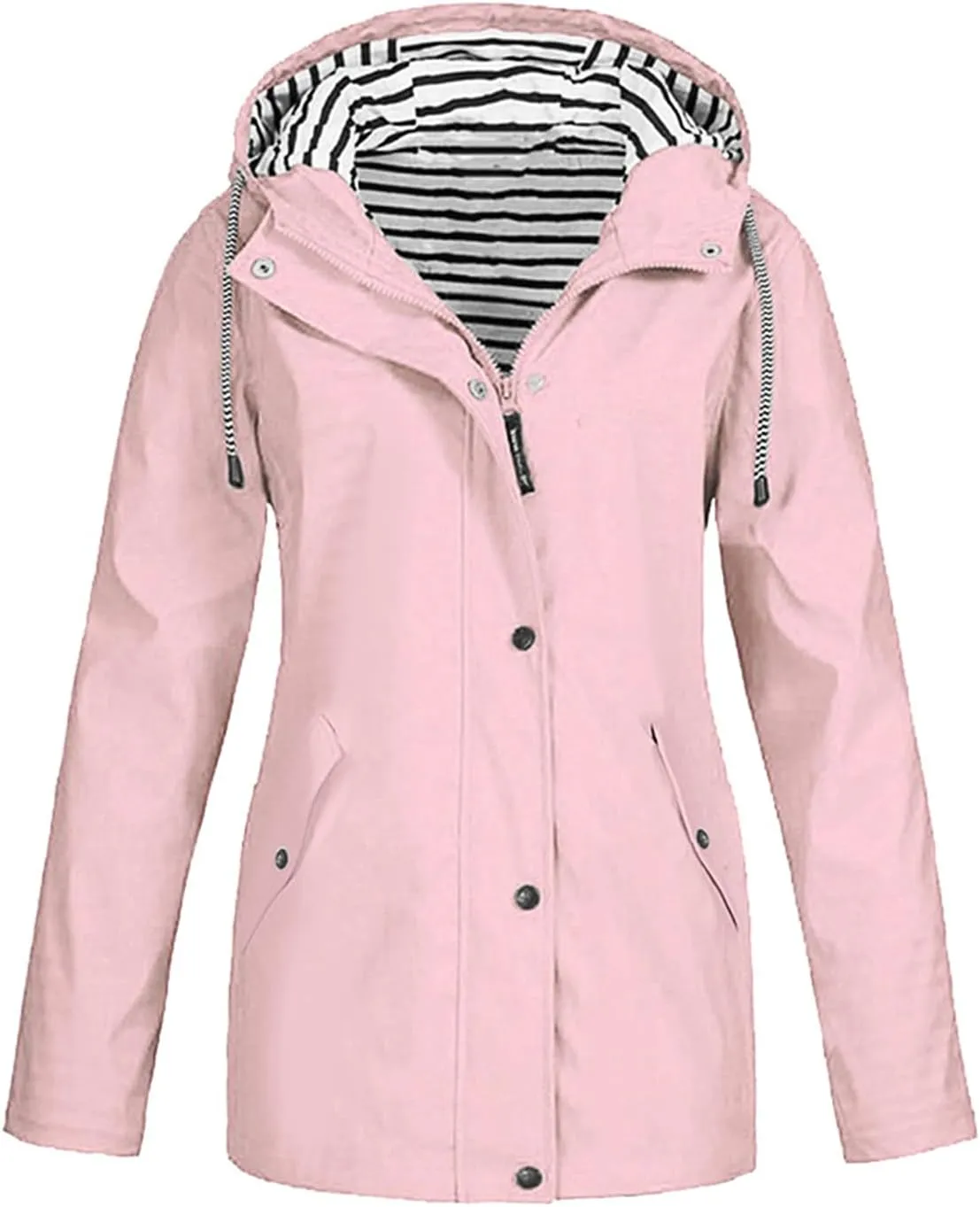 Womens Rain Jacket with Hood Raincoat Windbreaker Waterproof Long Hooded Trench Coats Spring Jackets for Women