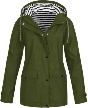 Womens Rain Jacket with Hood Raincoat Windbreaker Waterproof Long Hooded Trench Coats Spring Jackets for Women