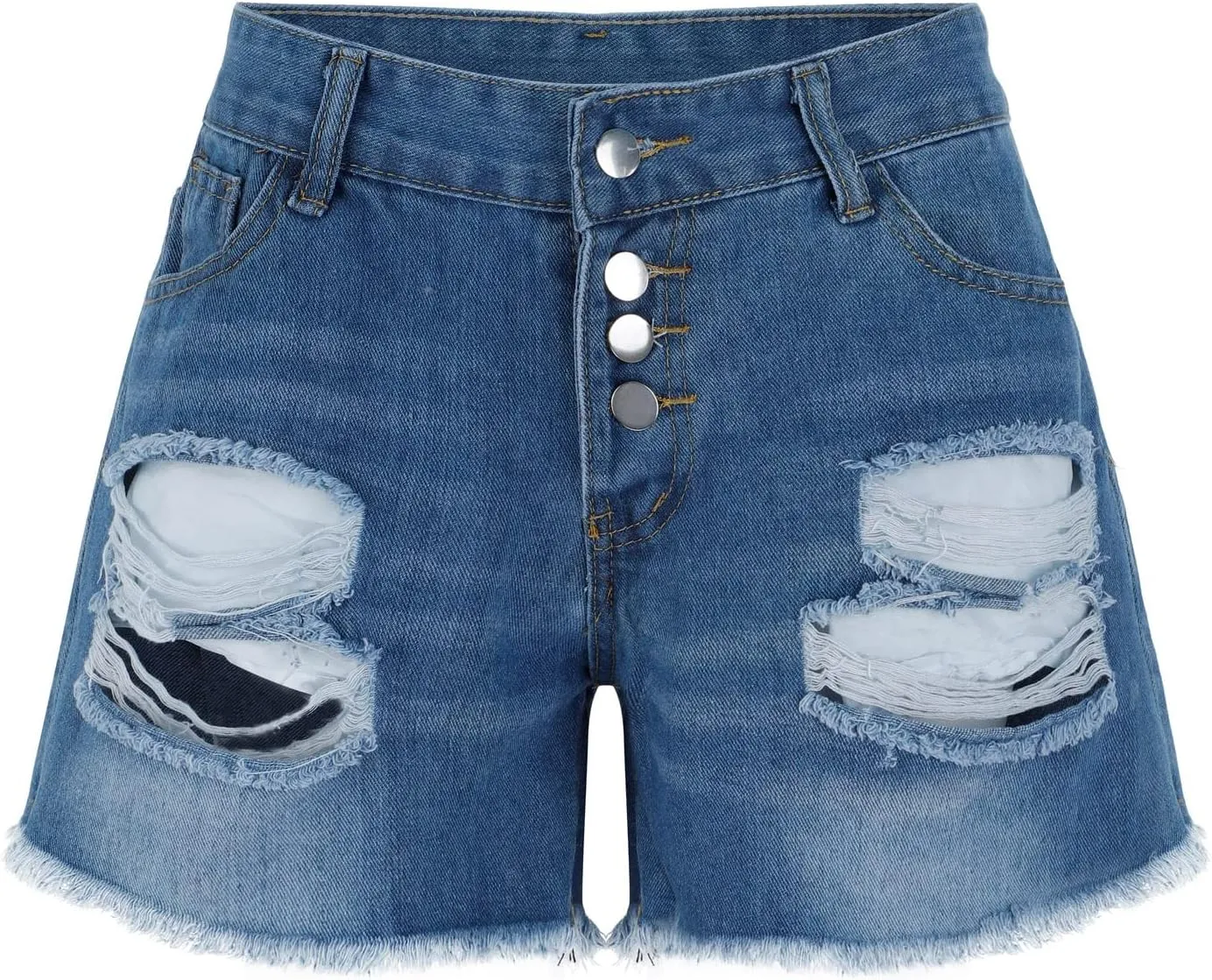 Women's Ripped Denim Shorts High Waist Distressed Jean Shorts Casual Outdoor Sexy Rolled Short Jeans with Pockets