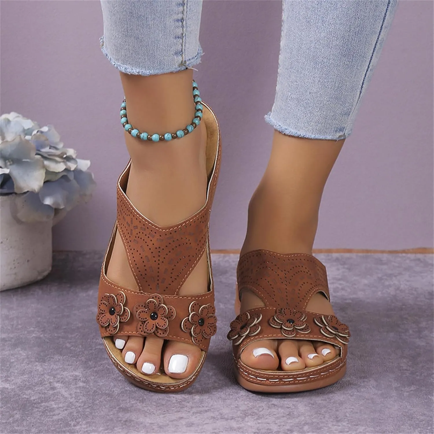 Womens Sandals Comfortable Support Walking Flip Flops Orthopedic Slippers Dressy Summer Orthotic Slides Beach Shoes 2024