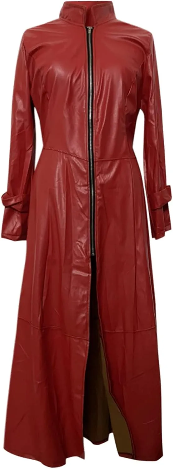 Womens Sexy Faux Leather Jackets Trendy Zip Up Trench Coats Fall Winter Plus Size Outerwear Long Windbreaker Coat
