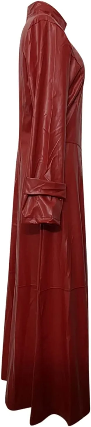 Womens Sexy Faux Leather Jackets Trendy Zip Up Trench Coats Fall Winter Plus Size Outerwear Long Windbreaker Coat