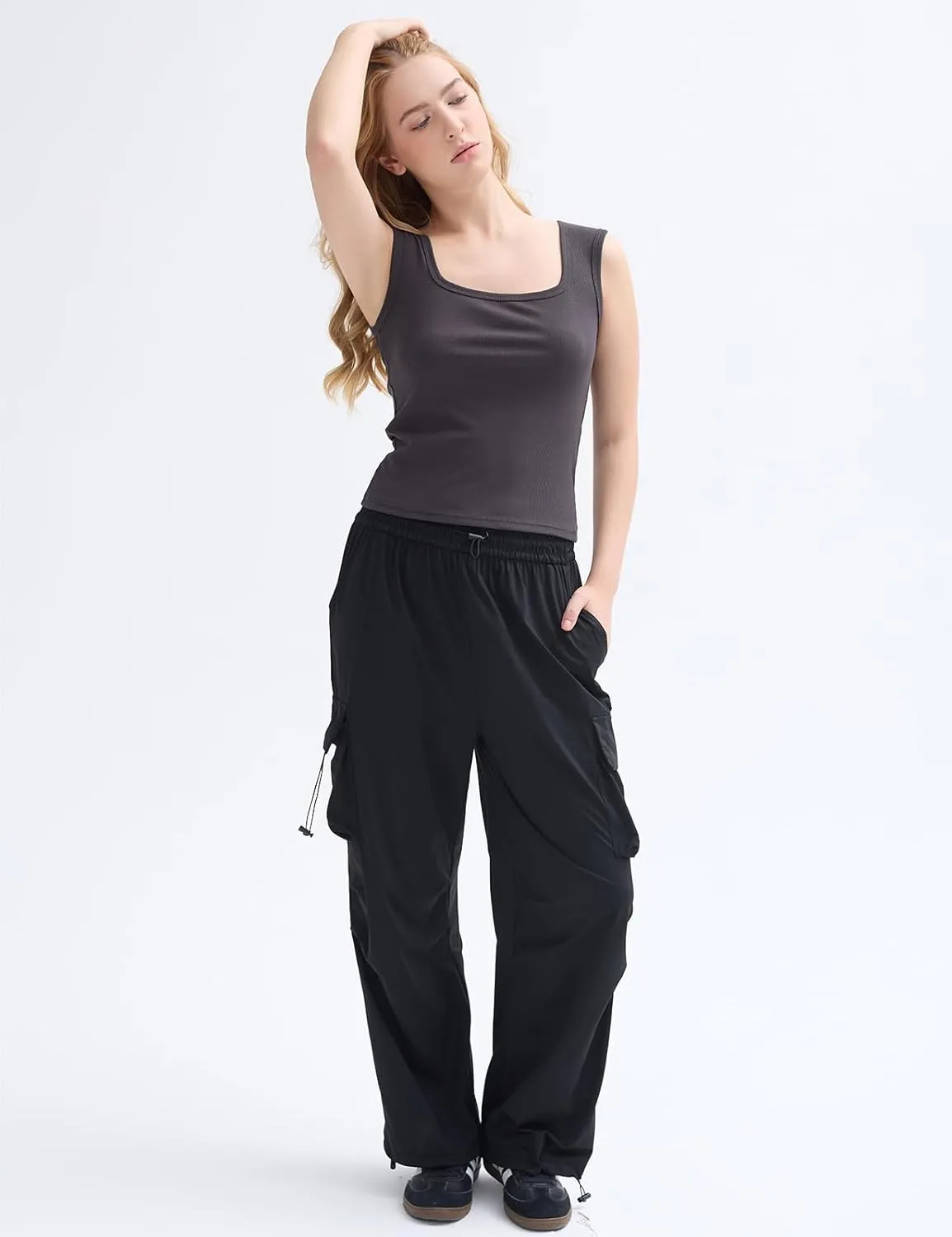 Women's Square Neck Ribbed Tank Tops Sleeveless Shirts Casual Basic Tanks Slim Fitted Workout Tops