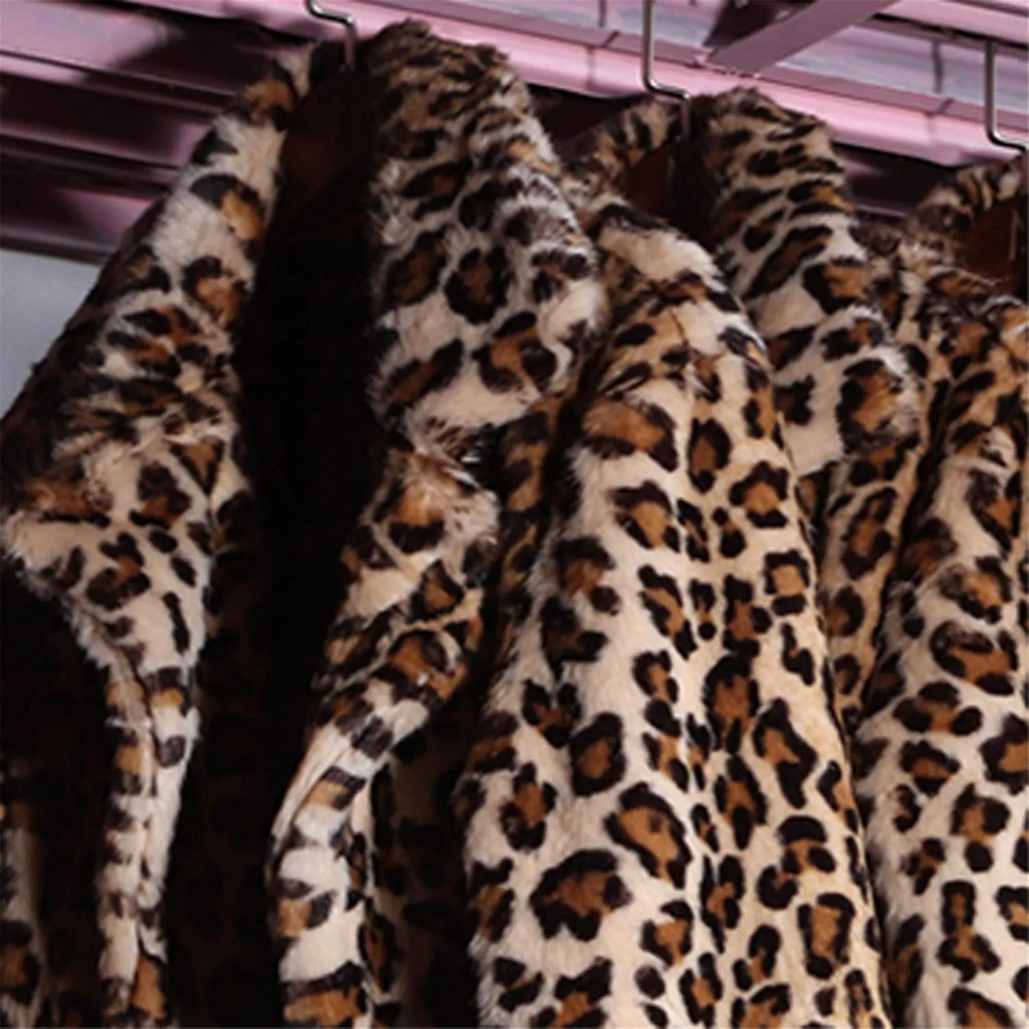 Womens Trendy Leopard Overcoat Ultra Long and Tall Faux Fur Coat Winter Warm Thicken Jacket to Ankles Cardigan Coats