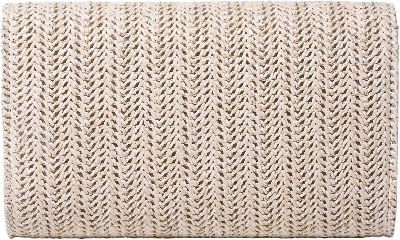 Womens Trendy Straw Clutch Bag Straw Crossbody Bags For Women Summer Vacation Beach Purse Evening Purse With Pearl