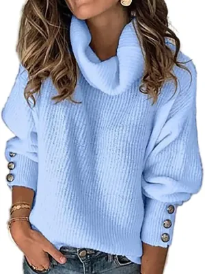 Women's Turtleneck Chunky Pullover Oversized Sweaters Cowl Neck Long Sleeve Winter Slouchy Loose Knit Sweaters