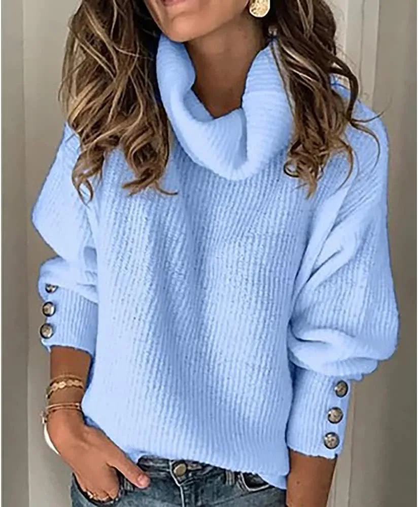 Women's Turtleneck Chunky Pullover Oversized Sweaters Cowl Neck Long Sleeve Winter Slouchy Loose Knit Sweaters