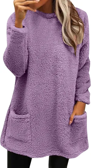 Women's Winter Coats Plus Size Sweaters Cute Clothes with Pockets Warm Sweater Tops Fall Trench Coat for Women 2024