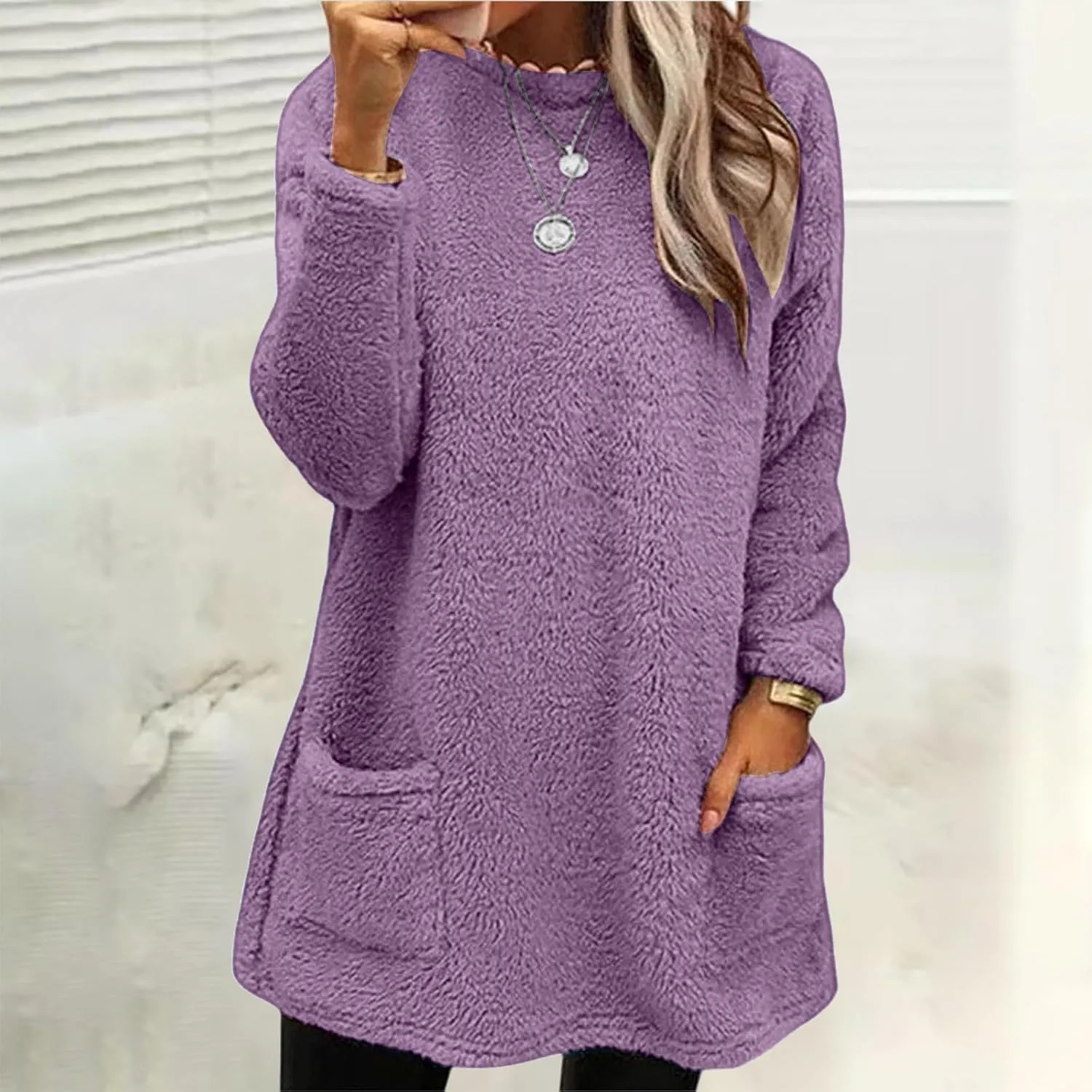 Women's Winter Coats Plus Size Sweaters Cute Clothes with Pockets Warm Sweater Tops Fall Trench Coat for Women 2024