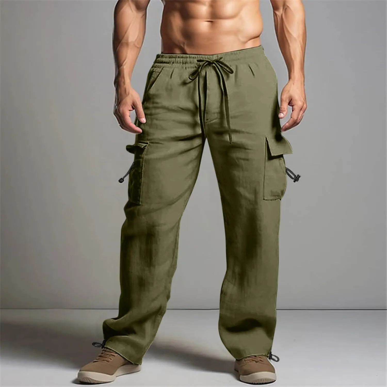 Work Pants for Men Slim Fit Mens Casual Workout Pants Relaxed Fit Comfy Lightweight Drawstring Chino Cargo Pants