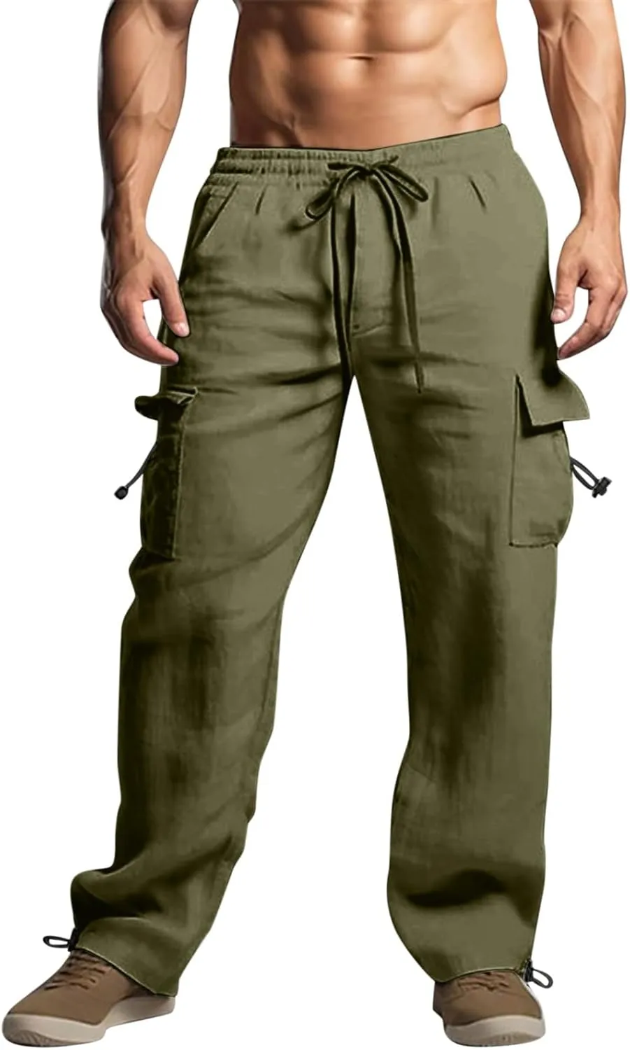 Work Pants for Men Slim Fit Mens Casual Workout Pants Relaxed Fit Comfy Lightweight Drawstring Chino Cargo Pants