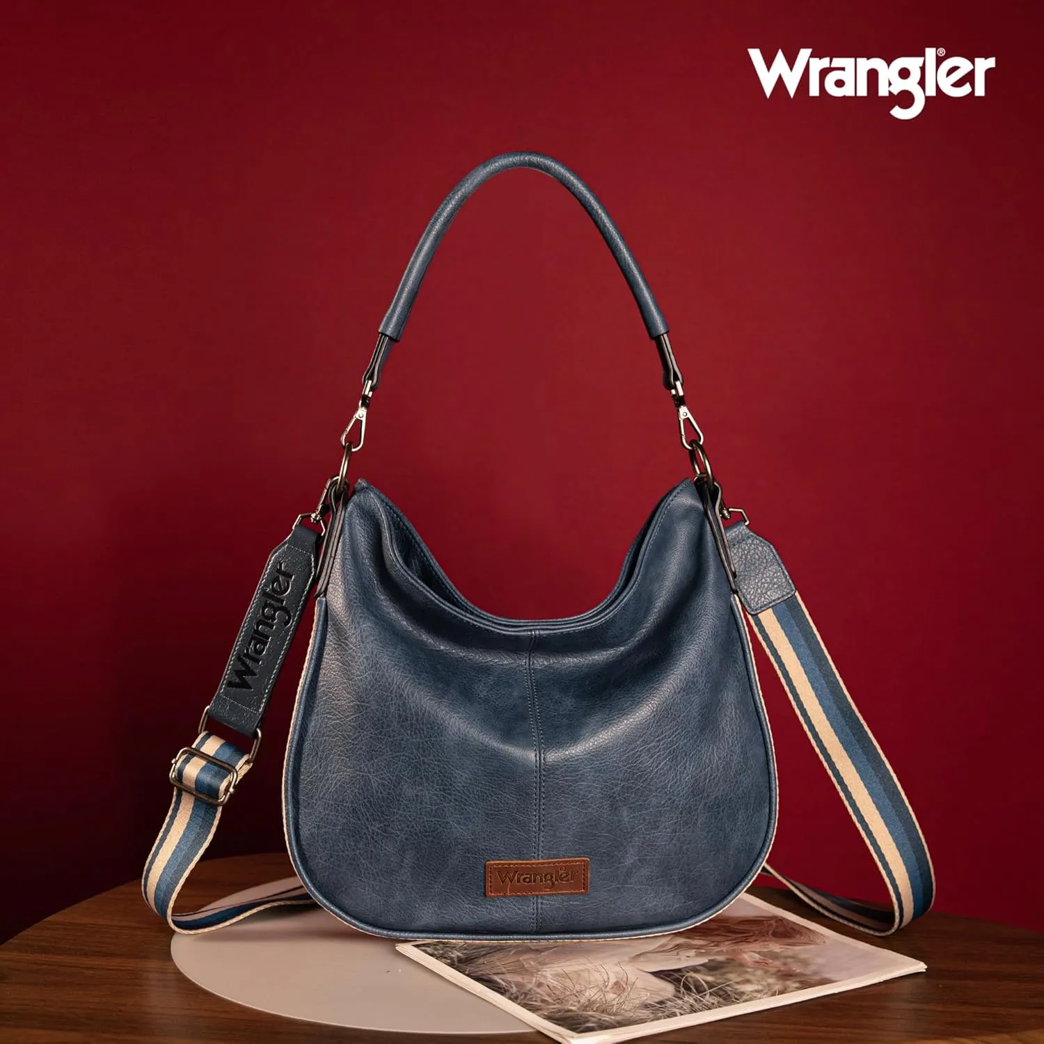 Wrangler Hobo Bags for Women Striped Cotton Ribbon Shoulder Purse and Handbag