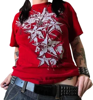 Y2K Grunge Graphic Tees for Women Short Sleeve Goth Top Aesthetic Fairy Grunge T Shirt E Girl Vintage Gothic Tees