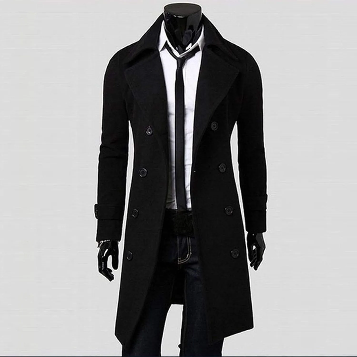 Ymosrh Mens Coats and Jackets Plus Size Stylish Trench Coat Double Breasted Long Jacket Coat Coats Jackets Big Tall