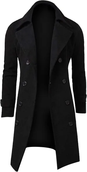 Ymosrh Mens Coats and Jackets Plus Size Stylish Trench Coat Double Breasted Long Jacket Coat Coats Jackets Big Tall