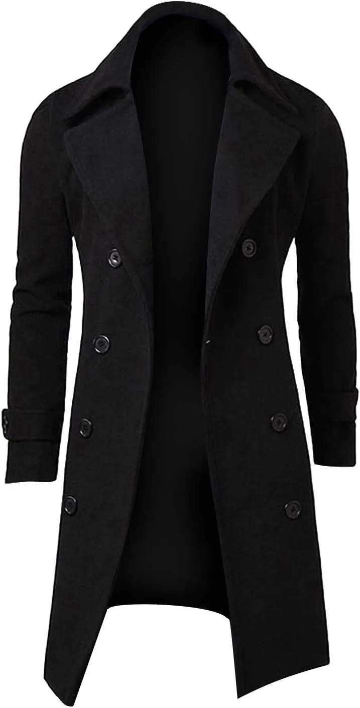 Ymosrh Mens Coats and Jackets Plus Size Stylish Trench Coat Double Breasted Long Jacket Coat Coats Jackets Big Tall