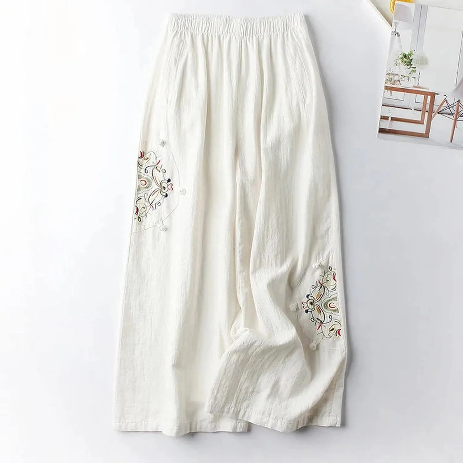 Yoga Pants Women Wide Leg Casual High Waist Loose Pants Straight Stretchy Lightweight Comfort Trousers with Pockets
