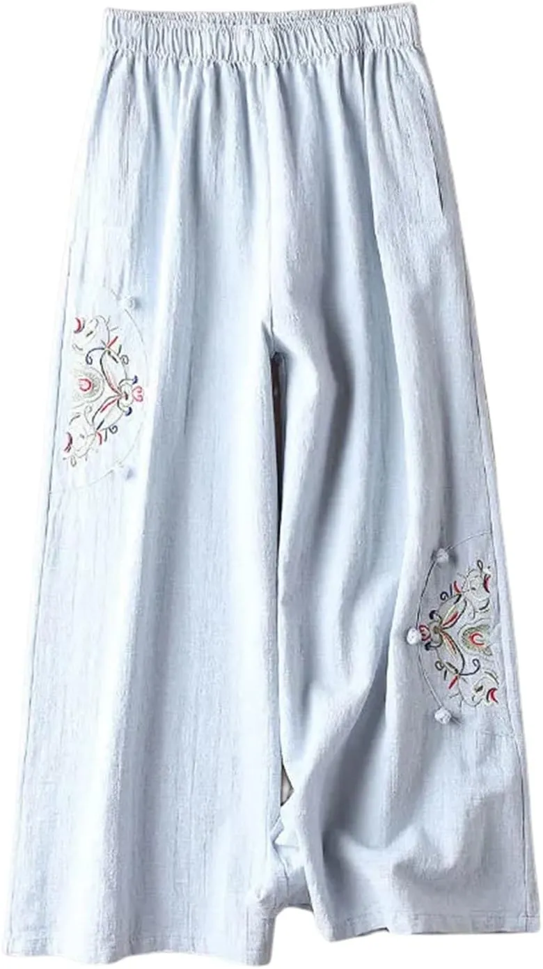 Yoga Pants Women Wide Leg Casual High Waist Loose Pants Straight Stretchy Lightweight Comfort Trousers with Pockets