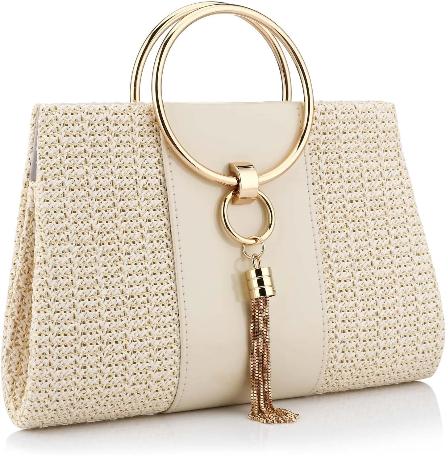 YYW Summer Beach Straw Evening Bag,Straw Clutch Purse Straw Handbag Shoulder Bag Top-handle Bag