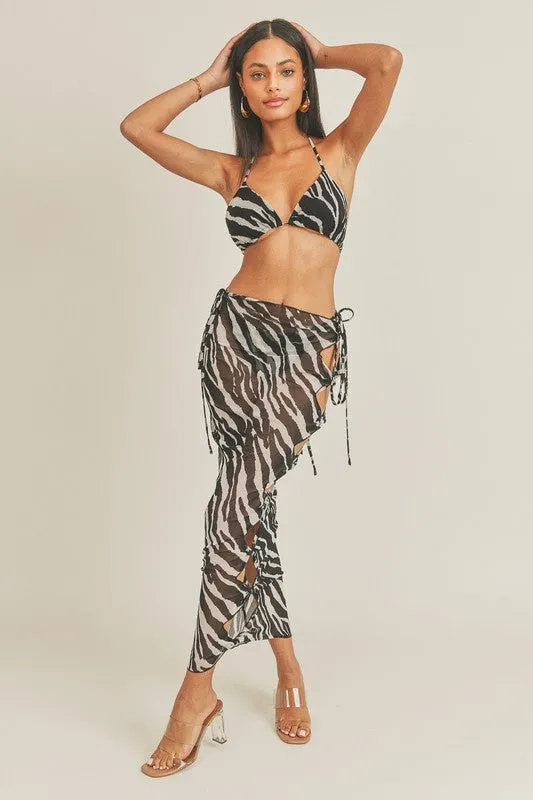ZEBRA MESH BEACH SKIRT