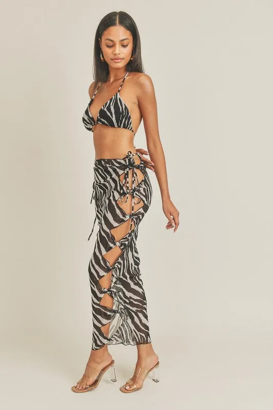 ZEBRA MESH BEACH SKIRT