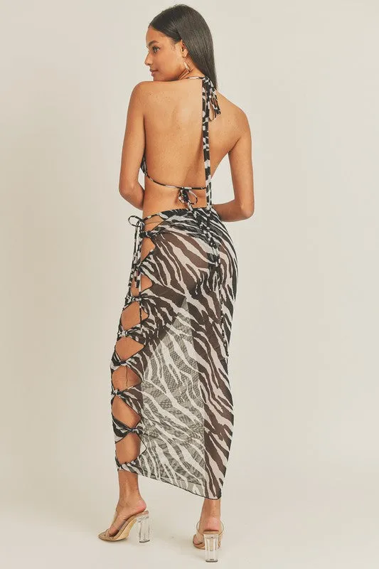 ZEBRA MESH BEACH SKIRT