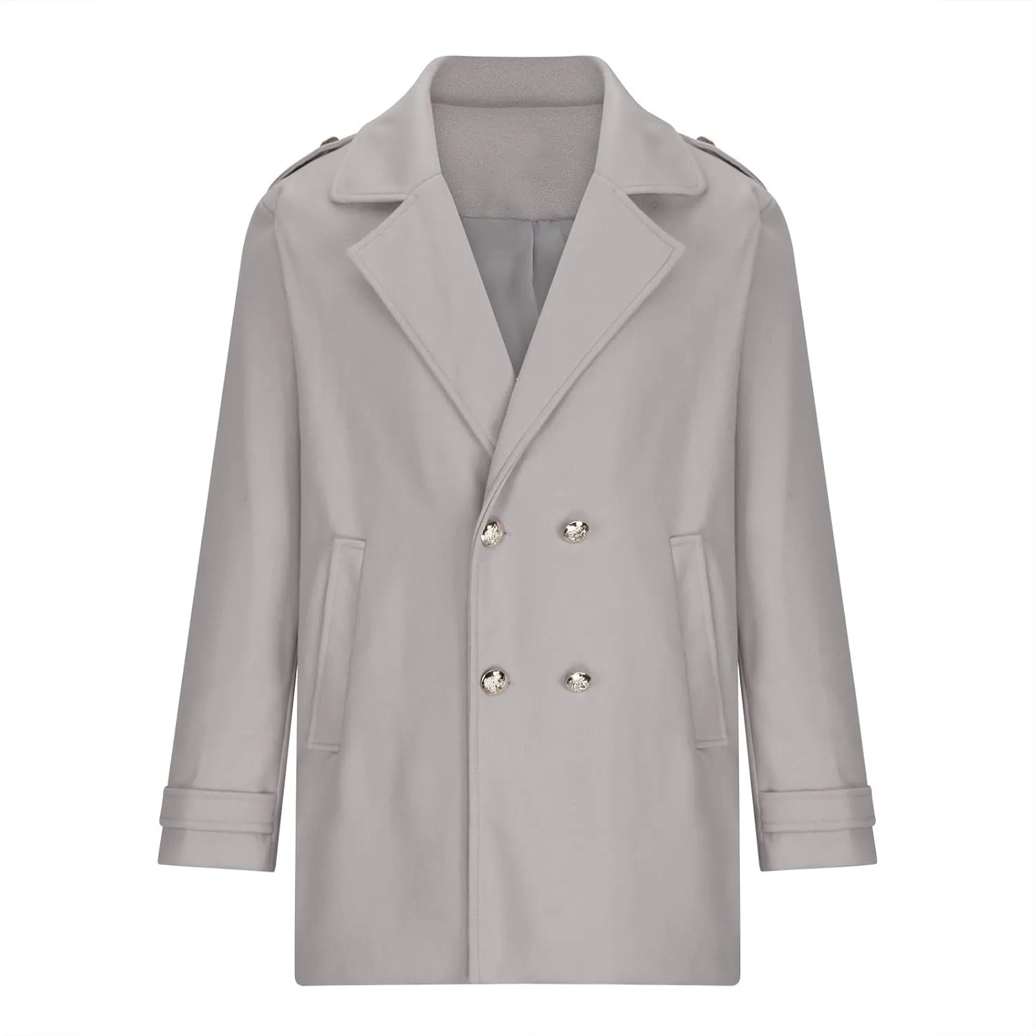 Zeiyignr Mens Double Breasted Trench Coat Casual Lapel Collar Business Winter Long Overcoats Wool Blend Pea Coat Windbreaker